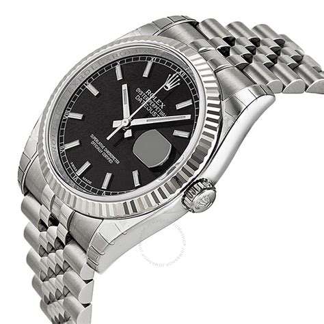 rolex oyster perpetual datejust black dial jubilee men's watch|Rolex Oyster steel watches.